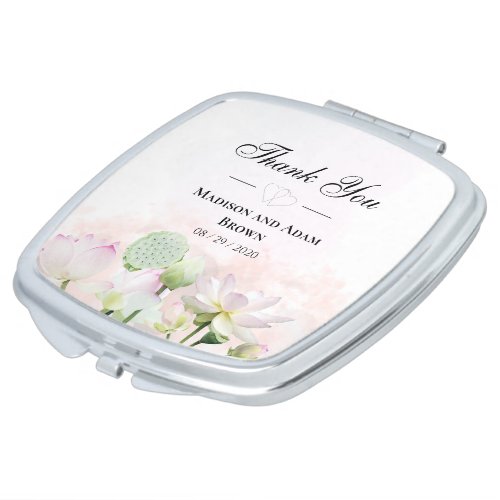 Gentle Water Lilies and Loti Watercolor Thank You Compact Mirror