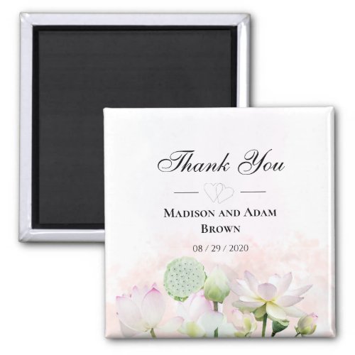 Gentle Water Lilies and Loti Watercolor Thank You Magnet