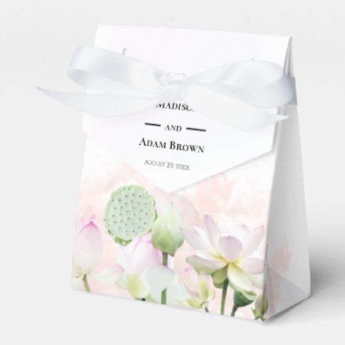 Gentle Water Lilies and Lotuses Watercolor Wedding Favor Boxes