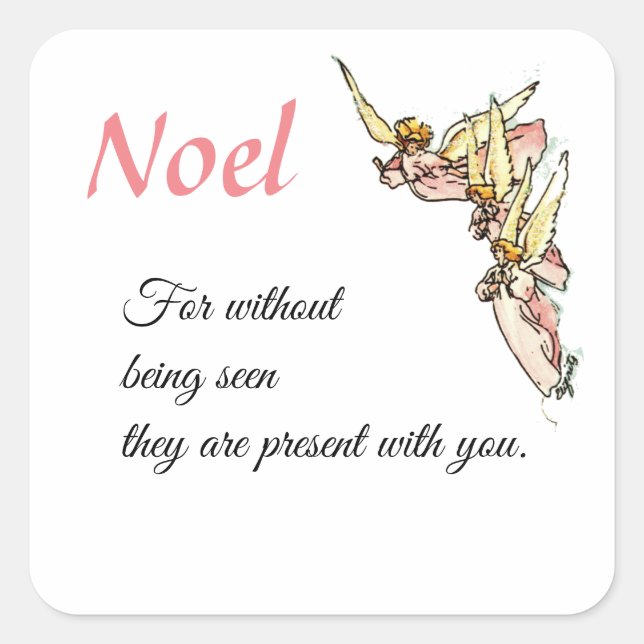 Gentle Watercolor Angels Emerge from Clouds  Squar Square Sticker (Front)