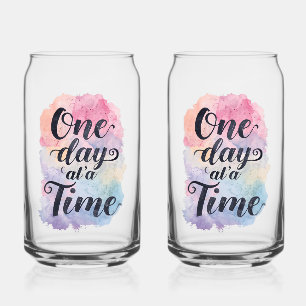 Gentle Watercolor Motivational Message Can Glass