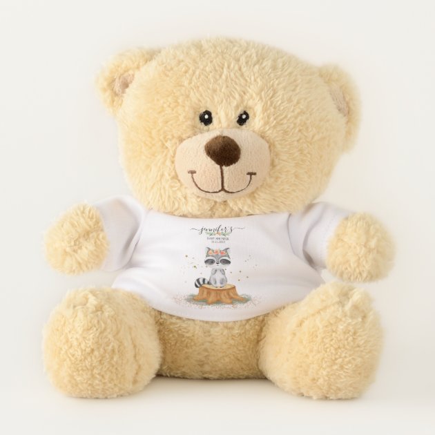 Gentle Watercolor Raccoon Baby Party Teddy Bear