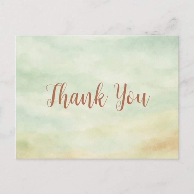 Gentle Watercolor Wash Thank You  Postcard (Front)