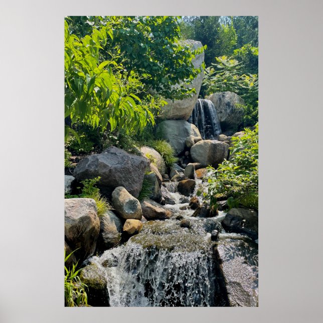 Gentle Waterfall Scene Calm Natural Beauty Poster (Front)
