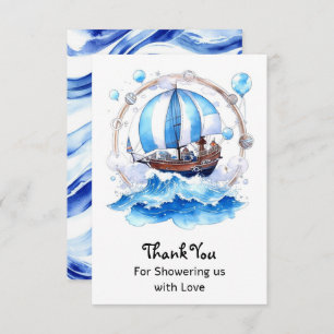 Gentle Waves: Nautical Boy Baby Shower Thank You Card