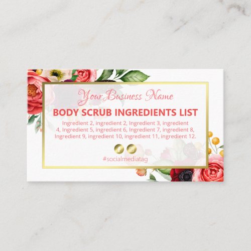 Gentle White Floral Spa Ingredients Instructions Business Card