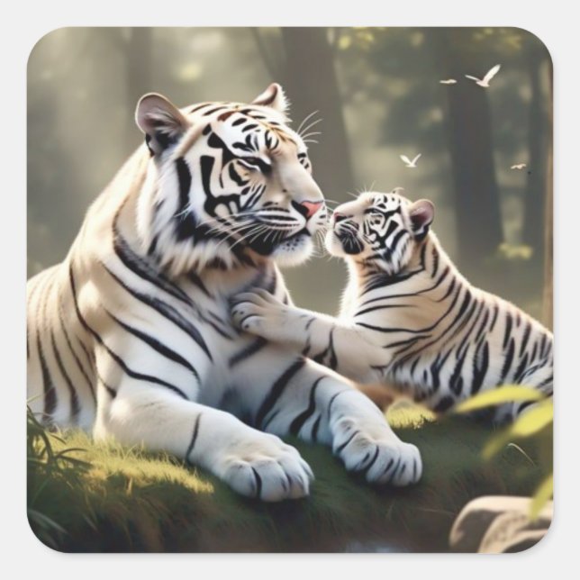 Gentle White Tiger Sticker – Minimal & Elegant (Front)