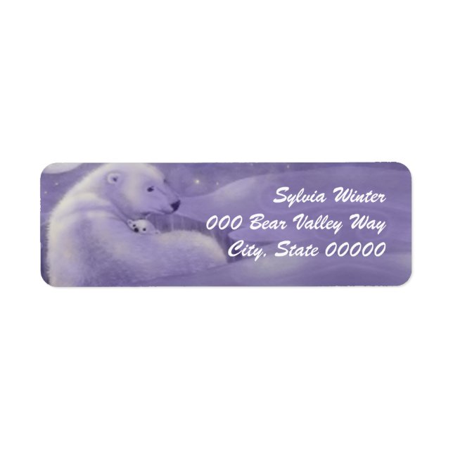 Gentle Winter Polar Bears Return Address Labels (Front)