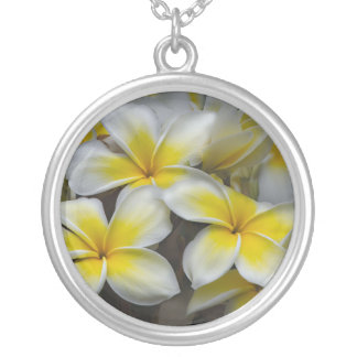 Gentle Yellow Plumeria Island Floral Silver Plated Necklace