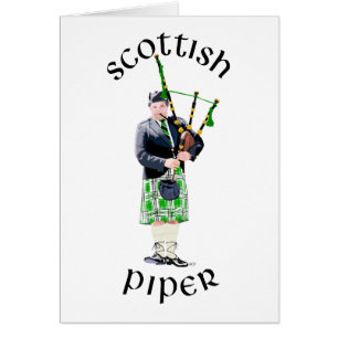 Gentleman Bagpiper in Green Kilt Cards