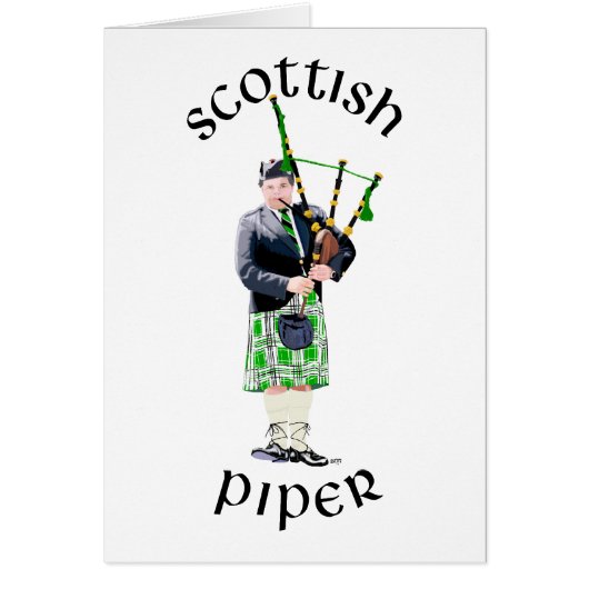 Gentleman Bagpiper in Green Kilt Cards (Front)