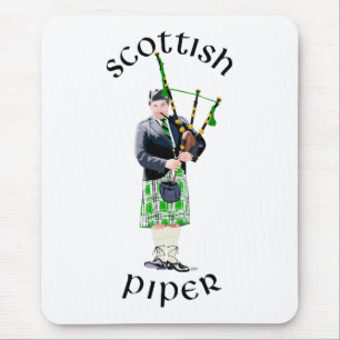 Gentleman Bagpiper in Green Kilt Mouse Pad