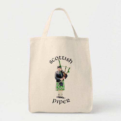 Gentleman Bagpiper in Green Kilt Tote Bag