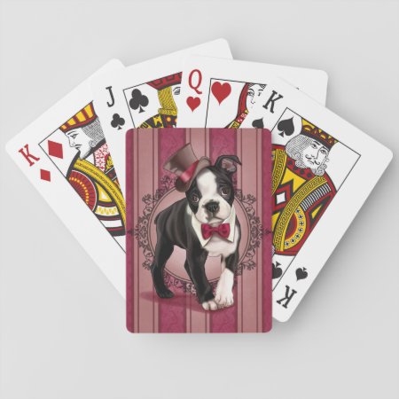 Gentleman Boston Terrier Playing Cards