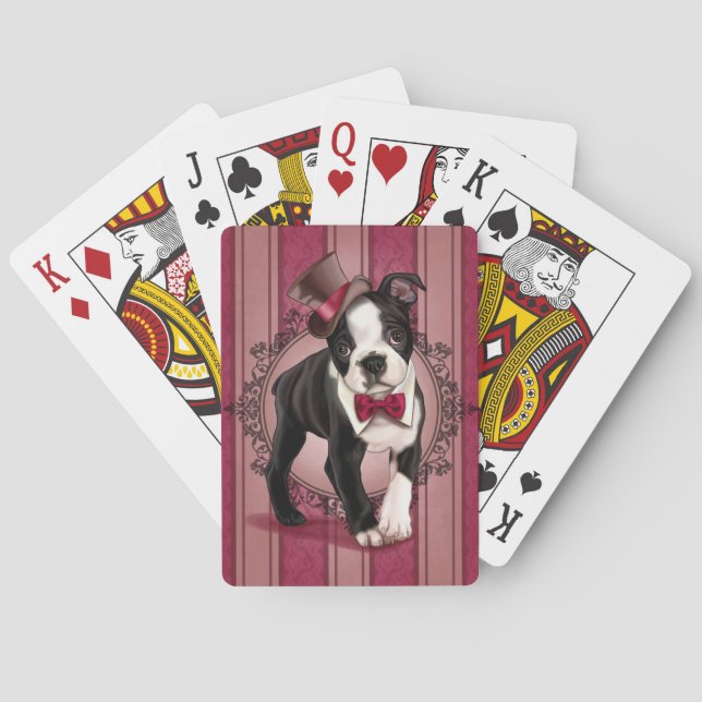 Gentleman Boston Terrier Poker Cards (Back)