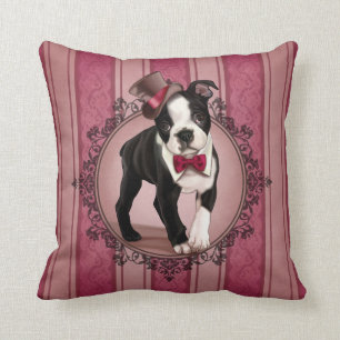 Gentleman Boston Terrier Throw Pillow