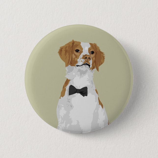 Gentleman Brittany Dog Pin Button for Dog Lovers (Front)