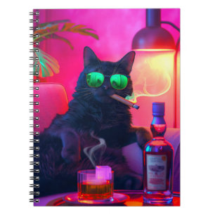 Gentleman Cat Drinking Whiskey Funny Bar Notebook