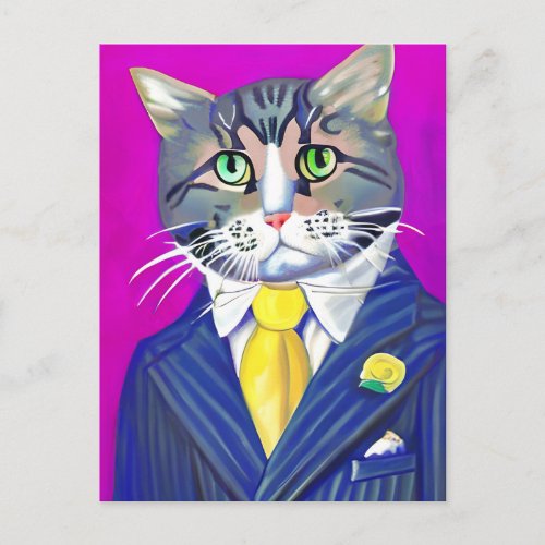 Gentleman Cat in a Suit and Tie Postcard