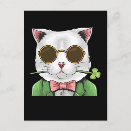 Gentleman Cat Shamrock Men Women St Patricks Day Postcard