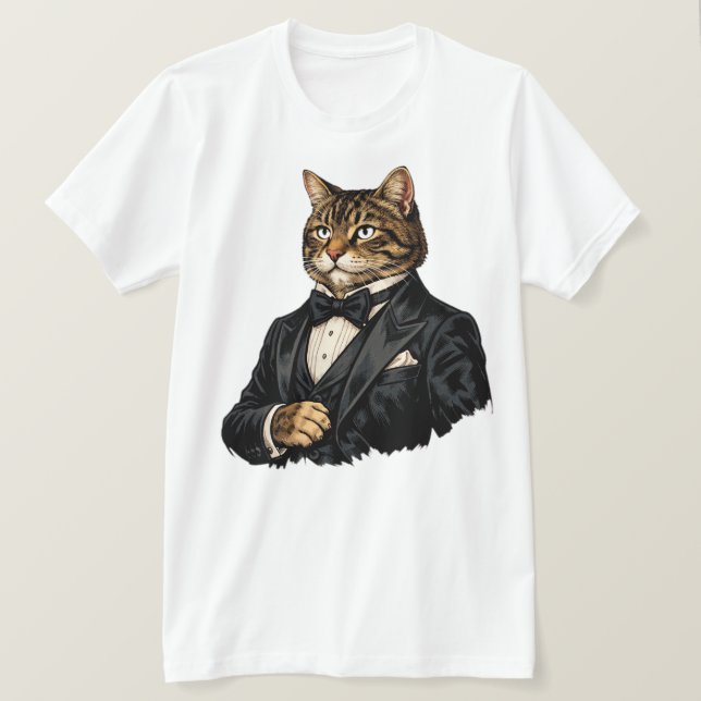 Gentleman Cat Tuxedo T-Shirt (Design Front)