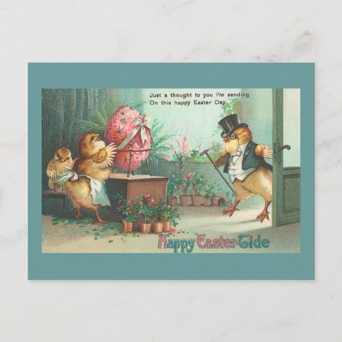 Gentleman Egg Buyer Chick Vintage Easter Holiday Postcard