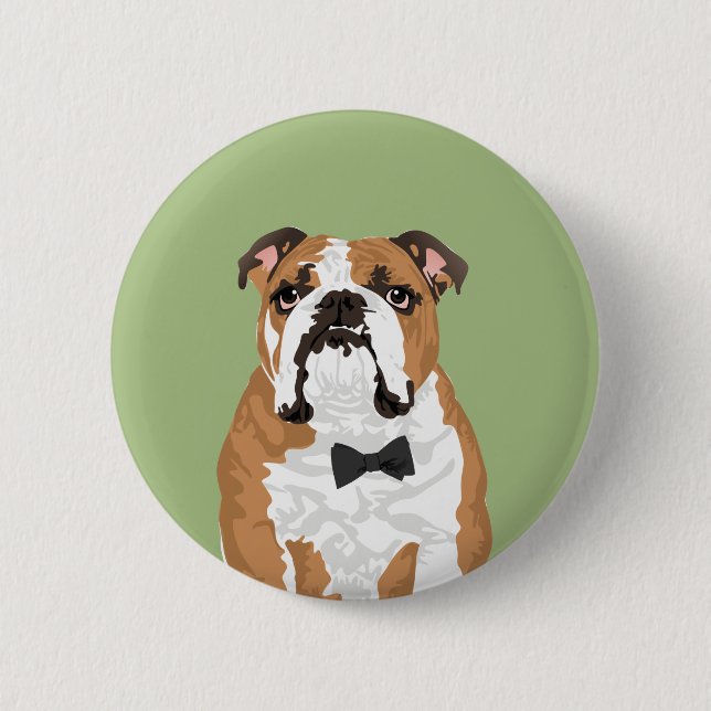 Gentleman English Bulldog Button for Dog Lovers (Front)