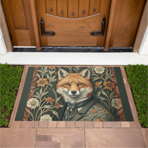 Gentleman Fox in Evening Attire Vintage Woodland Doormat