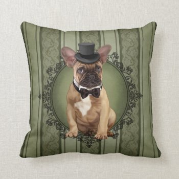 Gentleman French Bulldog Throw Pillow by MarylineCazenave at Zazzle