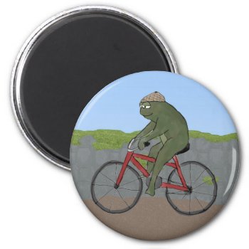 Gentleman Frog On A Bicycle Magnet by sfcount at Zazzle