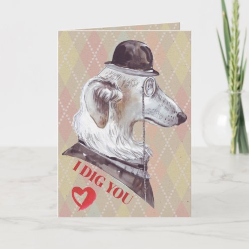 Gentleman Hound Dog I Dig You Holiday Card