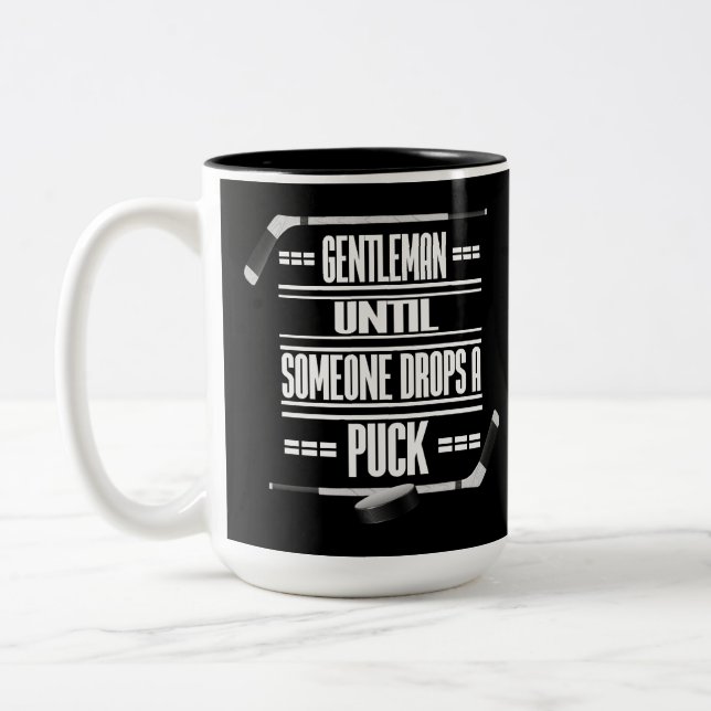 Gentleman Ice Hockey Humor Black   Two-Tone Coffee Mug (Left)