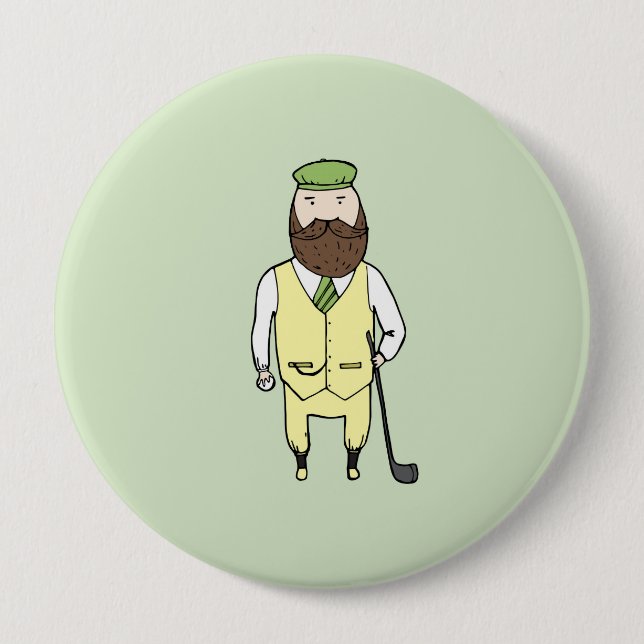 Gentleman in golf club pinback button (Front)