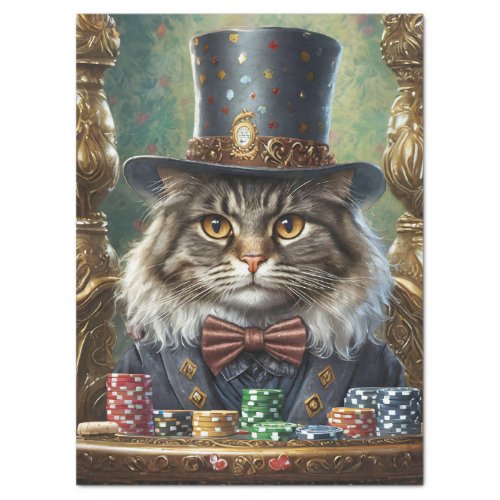 Gentleman Kitty Fancy Cat playing Poker Tissue Paper