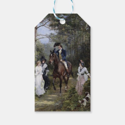 Gentleman on Horseback with Ladies in a Forest Gift Tags