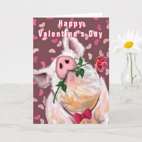 Gentleman Pig _ Fun _ Happy Valentines Day Card