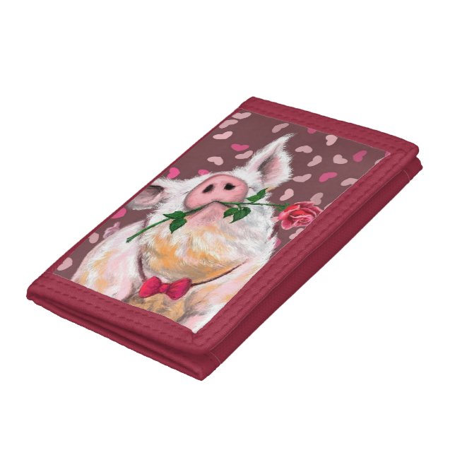 Gentleman Pig - Romantic - Funny Trifold Wallet (Bottom)