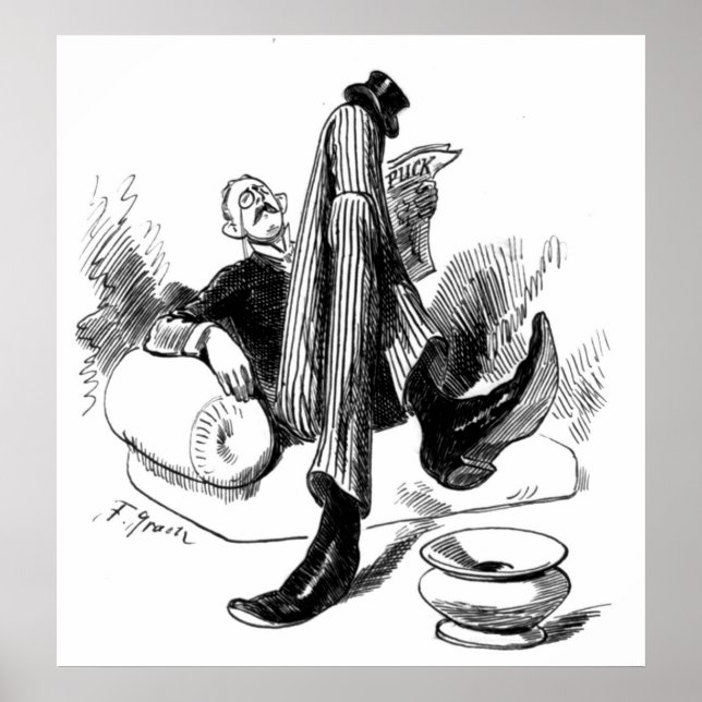 Gentleman Reading 1880 Poster (Front)