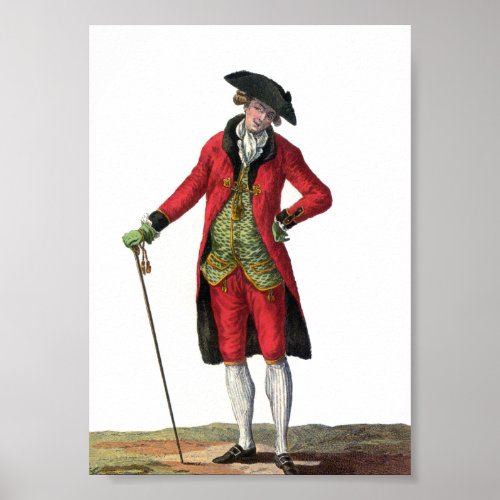 Gentleman Red Suit French Fashion Design Drawing Poster