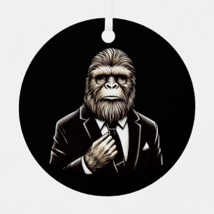 Gentleman Sasquatch - Funny Bigfoot Metal Ornament