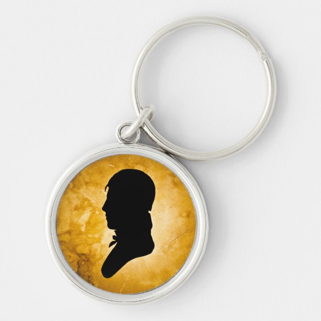 "Gentleman Silhouette on Gold" keychain (Front)