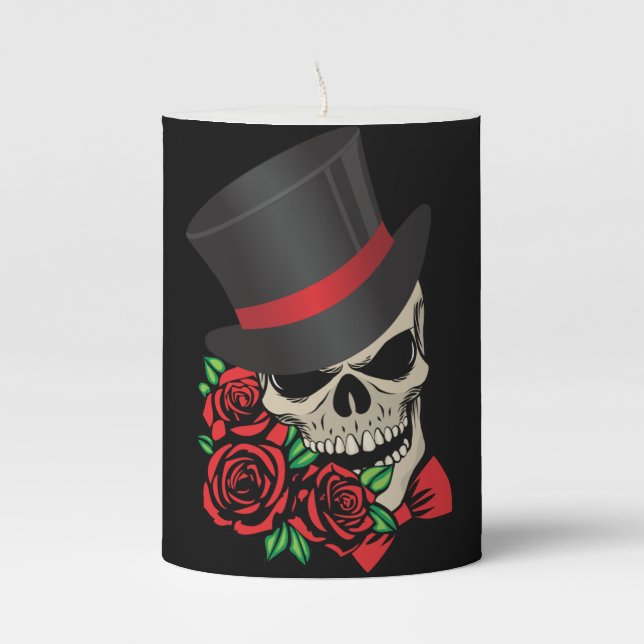 Gentleman Skull Pillar Candle (Front)