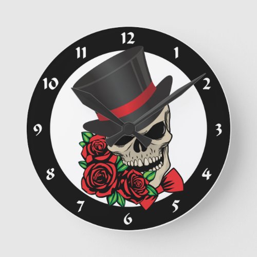 Gentleman Skull Round Clock