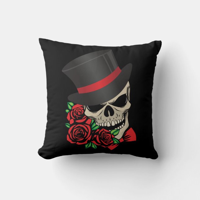 Gentleman Skull Throw Pillow (Front)