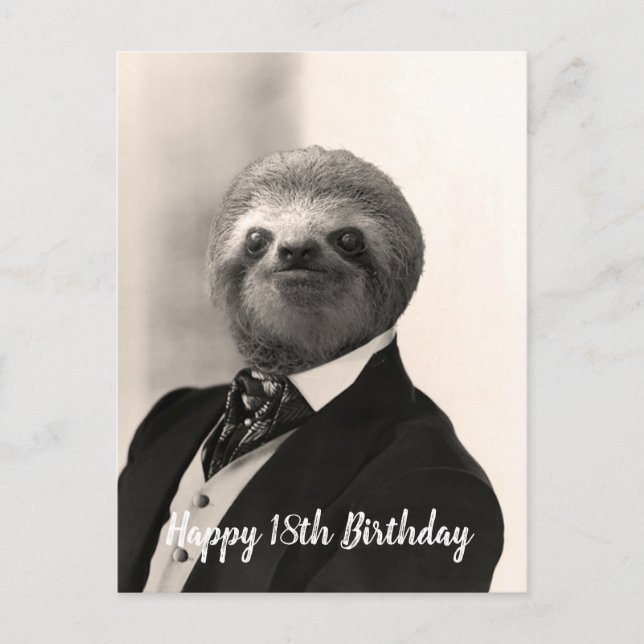 Gentleman Sloth Birthday Card (Front)