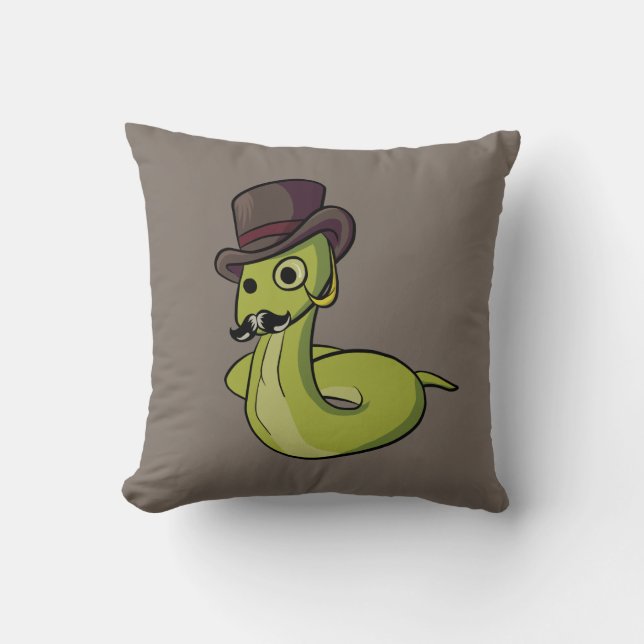 Gentleman Snake! Throw Pillow (Front)