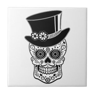 Gentleman Sugar Skull-01 Ceramic Tile
