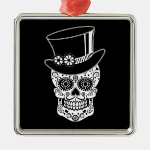Gentleman Sugar Skull Metal Ornament