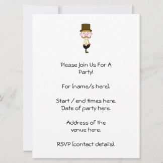 Gentleman with Mustache and Top Hat. Invitation