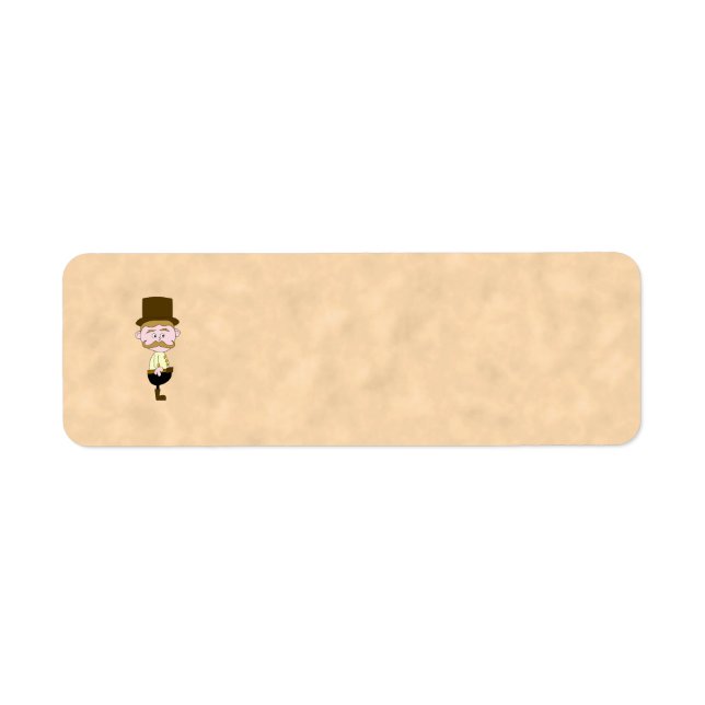 Gentleman with Top Hat and Mustache. Custom Label (Front)